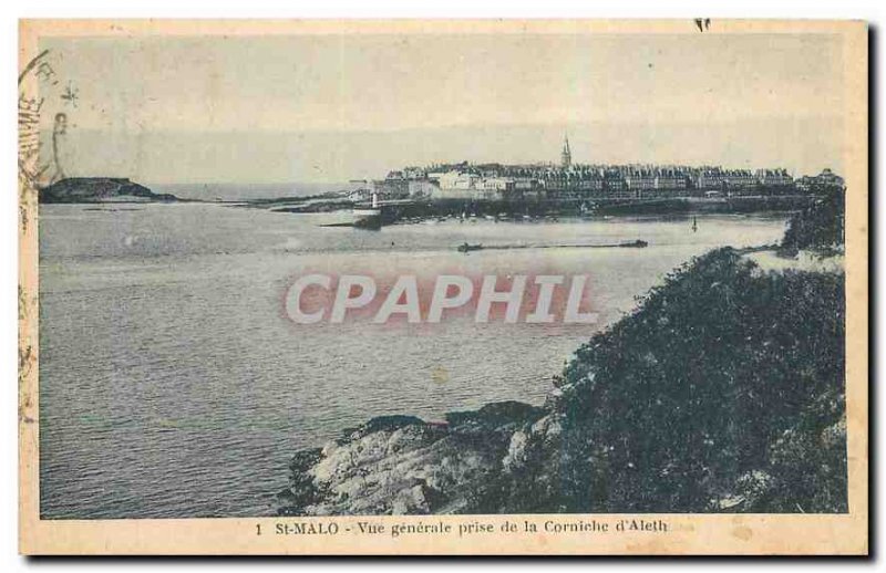 CARTE Postale Old St Malo General view taken from the Corniche d'Aleth