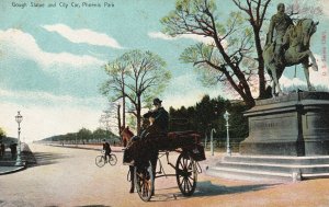 Vintage Postcard 1900's Gough Statue & City Car Phoenix Park Dublin Ireland