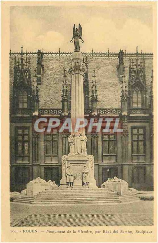 Old Postcard Rouen Victory Monument by Real del Sarthe Sculptor