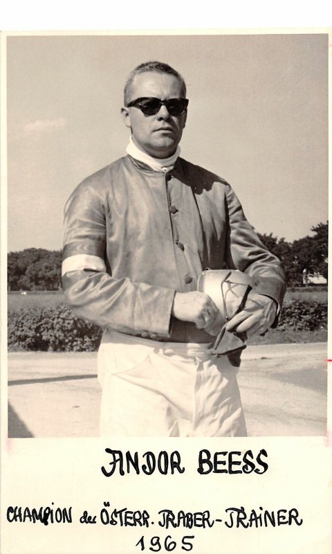 H74/ RPPC Postcard Andor Beess 1965 Horse Race Trainer? Jockey 216