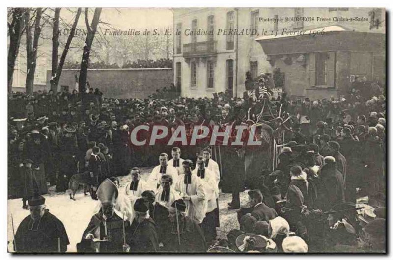 Postcard Old Death Atu Funerals of HE Cardinal Pierraud