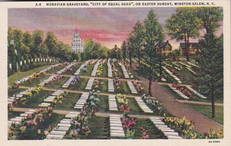 North Carolina Winston Salem Moravian Graveyard On Easter Sunday 1941 Curteich