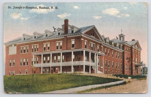 Nashua New Hampshire~St Joseph's Hospital~Corner Covered Balcony~1923 Postcard