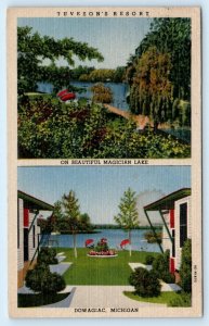 DOWAGIAC, MI Michigan~ Roadside TUVESON'S RESORT`1951 Linen Cass County Postcard