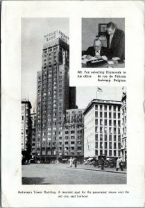 postcard advert Belgium  - Antwerp's Tower Building  Mr Fox diamonds jewler