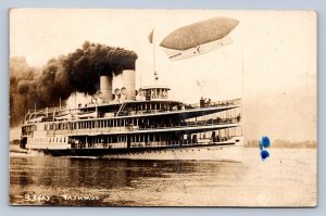 J97/ Michigan RPPC Postcard c1910 Steamer Tashmoo Blimp Add-on Pesha 414