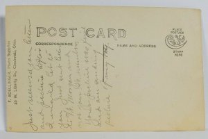 Ohio Cincinnati Boy cute outfit 1900s Posing by Tree for Photo Postcard R3