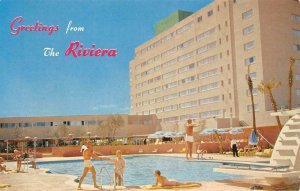 RIVIERA HOTEL Las Vegas, Nevada Swimming Pool c1950s Chrome Vintage Postcard