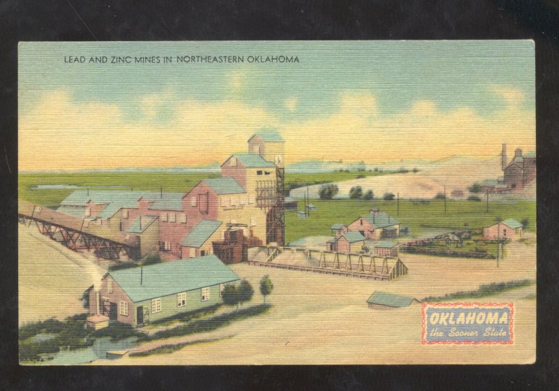 NORTHEASTERN OKLAHOMA ROUTE 66 ZINC MINES MINING VINTAGE LINEN POSTCARD