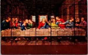 The Last Supper Window da Vinci Forest Lawn Glendale California Postcard UNP