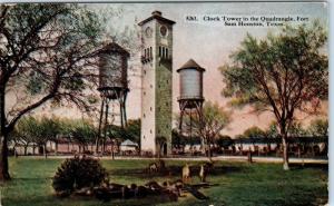 FORT SAM HOUSTON, TX Texas   QUADRANGLE CLOCK TOWER   1917  Postcard