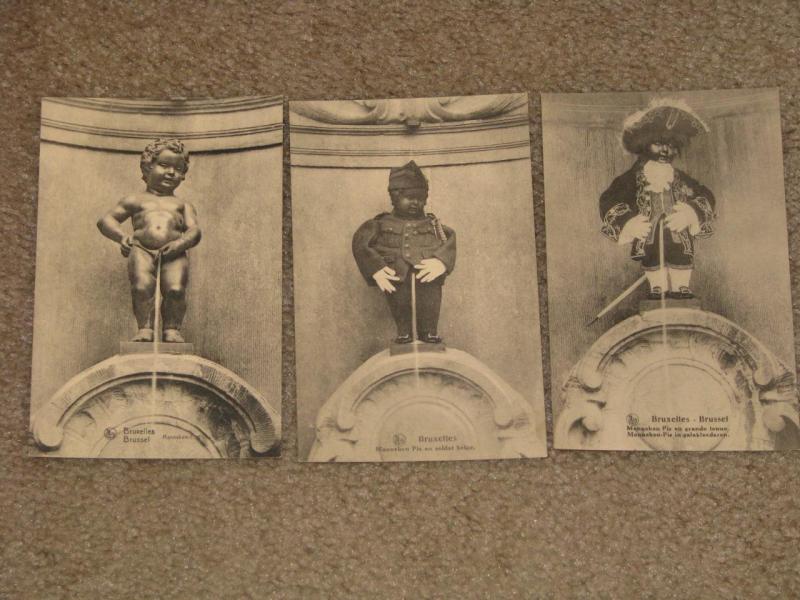Brussels, Little Boy Statue Peeing-3 different Views, unused vintage cards