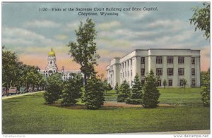 Vista of US Supreme Court Building & State Capitol, Cheyenne, Wyoming 1956