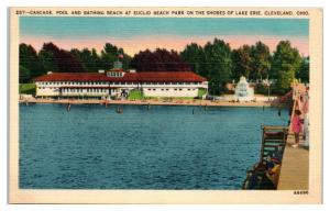 Mid-1900s Cascade Pool and Euclid Beach Park, Lake Erie, Cleveland, OH Postcard