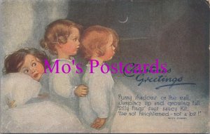 Greetings Postcard - Christmas Greetings, Children, Helen Stewart Poem  RS37801