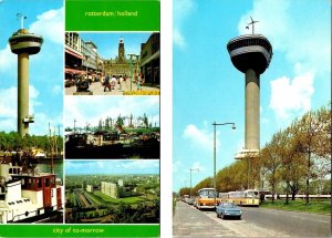 2~4X6 Postcards Rotterdam/Holland, Netherlands CITY VIEWS/BOATS & EUROMAST TOWER