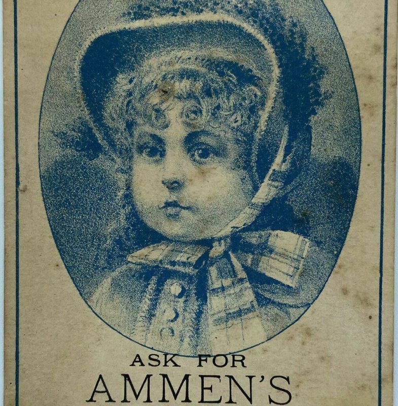 Ammen’s Cough Syrup Victorian Girl In Bonnet Medicine Trade Card