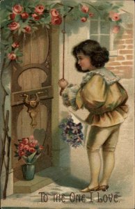 Valentine Elizabethan Clothing Little Boy Tights Long Hair c1910 Postcard