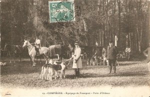 Horses. Compiegne. Equipage du Francport .. Old vintage French photo postcard