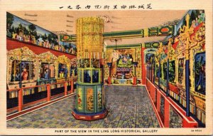 Linen Postcard Ling Long Chinese Historical Gallery Chinatown Chicago, Illinois