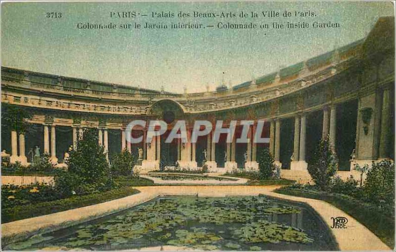 Old Postcard Paris Palace of Fine Arts of the City of Paris Colonnade Garden ...