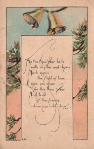 Vintage Postcard 1910's As The New Year Bells With Rhythm And Rhyme Message