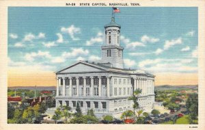 NASHVILLE, TN Tennessee  STATE CAPITOL~Bird's Eye View   c1940's Linen Postcard