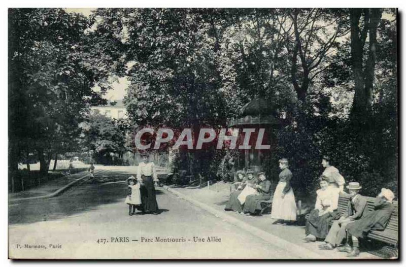 Paris (14) - The Montsouris- Park A Post-Allee Woman and Child Card Old