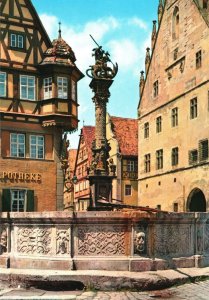 Rothenburg O D Tauber St. Georgsbrunnen Fountain Eisenach D Vintage Postcard