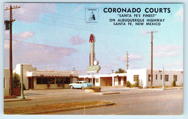 ALBUQUERQUE, NM New Mexico  CORONADO COURTS  c1950s  Car  Roadside Postcard 