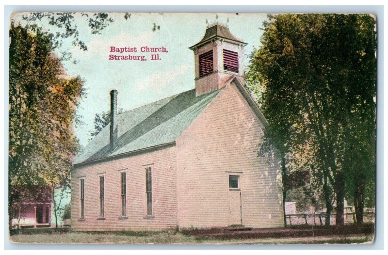 1946 Baptist Church Chapel Exterior Strasburg Illinois Vintage Antique Postcard