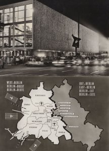 Berlin Map Plane Opera Theatre 2x German RPC Postcard s