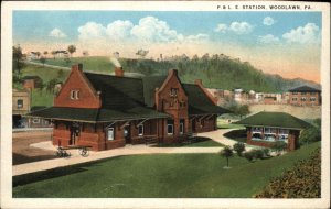 Woodlawn PA P&LE RR Train Station Depot c1920 Postcard