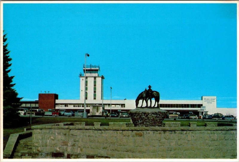 Billings, MT Montana  LOGAN INTERNATIONAL AIRPORT Tower~Hart Statue 4X6 Postcard