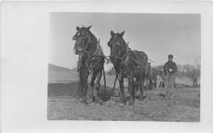 H12/ Interesting RPPC Postcard c1910 Farming Horses Farmer Plowing 10