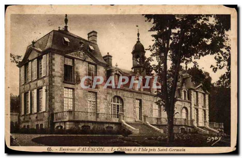 Old Postcard Environs d & # 39Alencon The castle of & # 39Isle near Saint Ger...