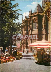 Postcard Modern Blumenmarkt Bad Aachen am Dom