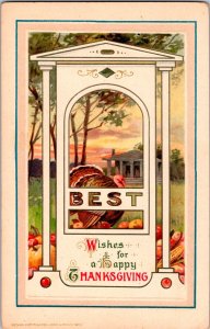 Vintage 1913 John Winsch Turkey & Autumn Harvest Thanksgiving Postcard UNPOSTED