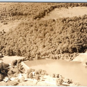 c1930s Aerial Mansion Birds Eye RPPC Camp Lake House Resort Airplane Photo A173