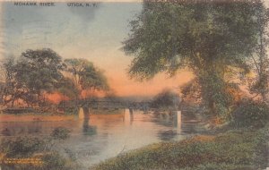 UTICA NEW YORK~MOHAWK RIVER~1915 GEORGE F MURRAY TINTED PHOTO POSTCARD