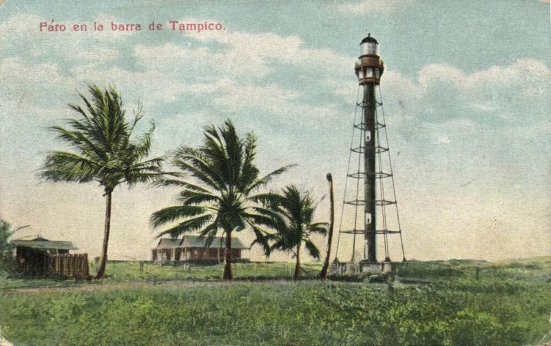 mexico, TAMPICO, Faro en la Barra, Lighthouse (1909) Postcard