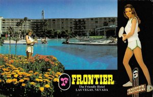 LAS VEGAS, NV Nevada  FRONTIER HOTEL~CASINO  Pool~Tennis Beauty  Chrome Postcard