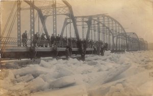 F71/ McClure Ohio RPPC Postcard 1910 Winter Flood Disaster Bridge