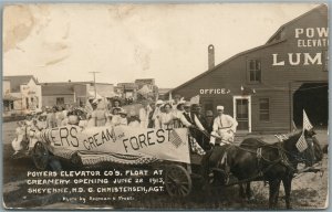 SHEYENNE ND POWER ELEVATOR CO FLOAT ANTIQUE REAL PHOTO POSTCARD RPPC