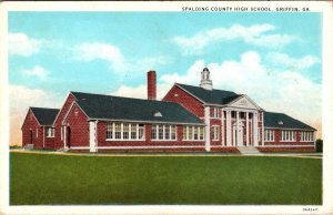 Griffin, GA Georgia  SPALDING COUNTY HIGH SCHOOL  ca1920's Vintage Postcard