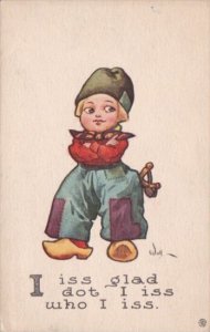 Dutch Boy With Slingshot 1913 Signed Wall