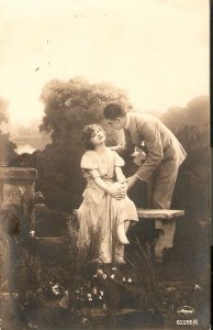  Romances. Couples in love Lot of four (4) old vintage French romantic photo P