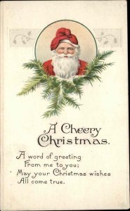 Christmas Santa Claus Poem Embossed c1900s-10s Postcard