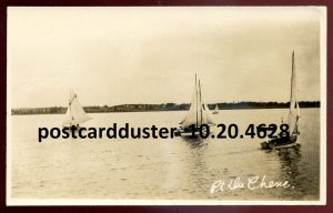 h5218 - POINTE AU CHENE Quebec 1930s Yachting. Real Photo Postcard