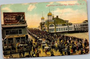 Postcard NJ Atlantic City - Boardwalk and Steel Pier - Coca-cola Martini Palmist
